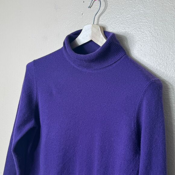 Charter Club Sweater Women's Large Purple Turtleneck Cashmere Pullover - Picture 2 of 7